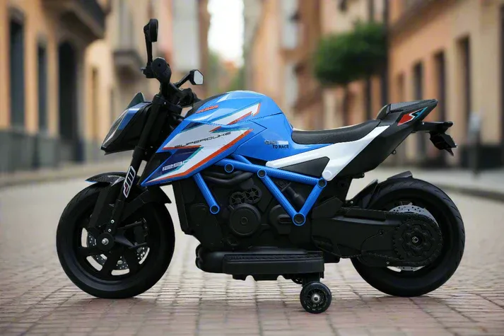 אופנוע סופרמוטו חשמלי לילדים - KTM - קיי.טי.אם דיוק 1290 12V
